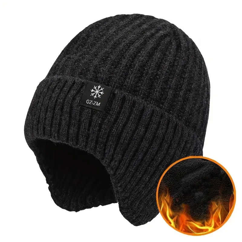 Men's Winter Coldproof And Warm Hat, Ear Protection Thickened Knitted Beanie Hat & Scarf Set 1