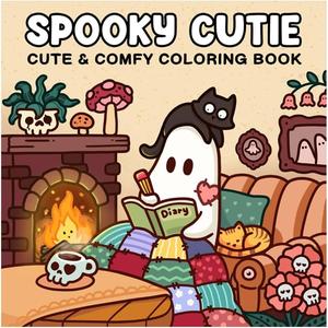 Spooky Cutie: Coloring Book for Adults and Teens Featuring Adorable Creepy Creatures in Cozy Hygge Moments for Relaxation (Cozy Spaces Coloring) cocow