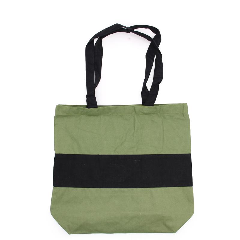 Eco Cotton Bags - Two Tone Cotton Bag - 38x42x12cm - Green & Black 0