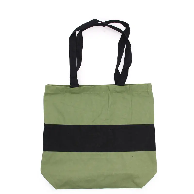 Eco Cotton Bags - Two Tone Cotton Bag - 38x42x12cm - Green & Black 0