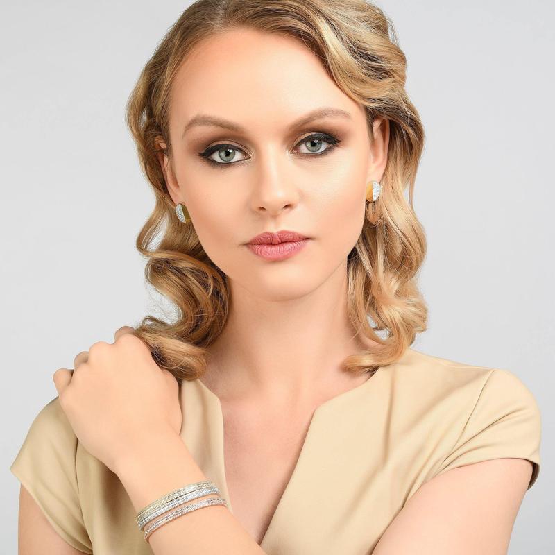 Rose Gold Paragon Cuff Bangle with Cubic Zirconia 6