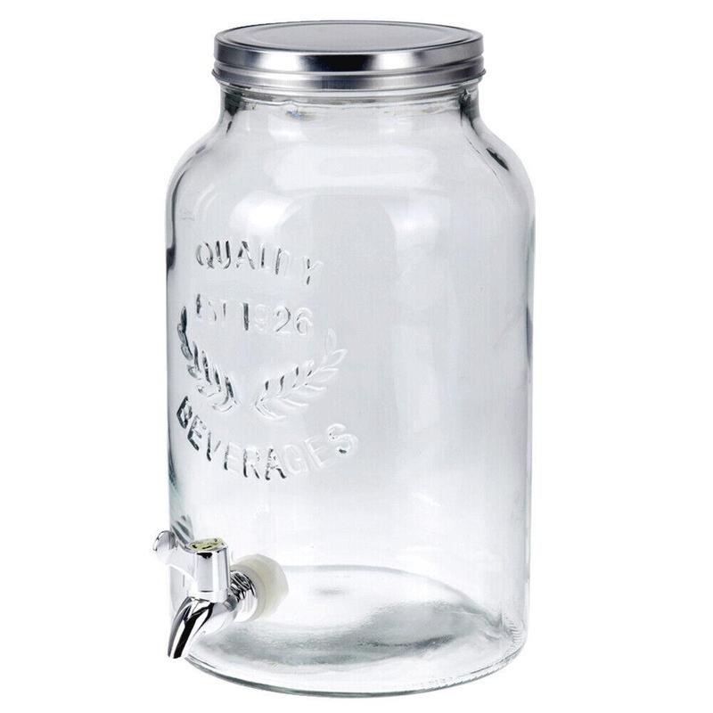 Stylish 5.5L Glass Jar Dispenser with Tap and Lid for Barbeques and Parties Bottles Beverage Drink Tin Canister Organiser 0