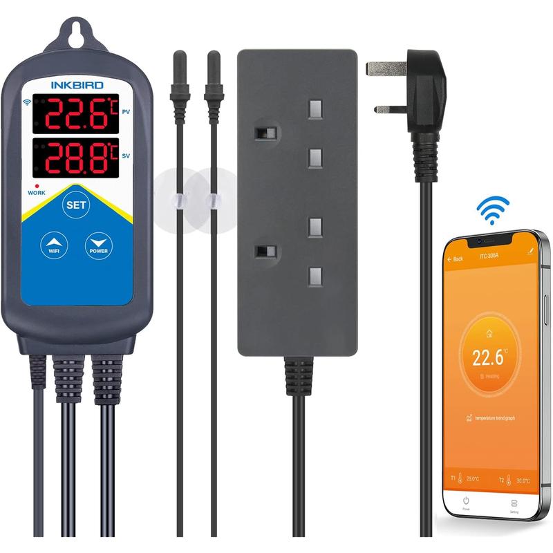 NEW InkbirITC-306A-WiFi Aquarium Temperature Controller Aquarium Thermostats Fish ter thermostat with ual ting Socket for Marine Tank Fish Shrimp Tortoise（No Timer） 0
