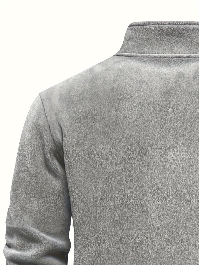 Product Introduction of Autumn & Winter Men's Fleece Henley Shirt, Stand Collar Half Zip Long Sleeve Pullover Top, Male's Classic Fashion, Outdoor Cloth 2