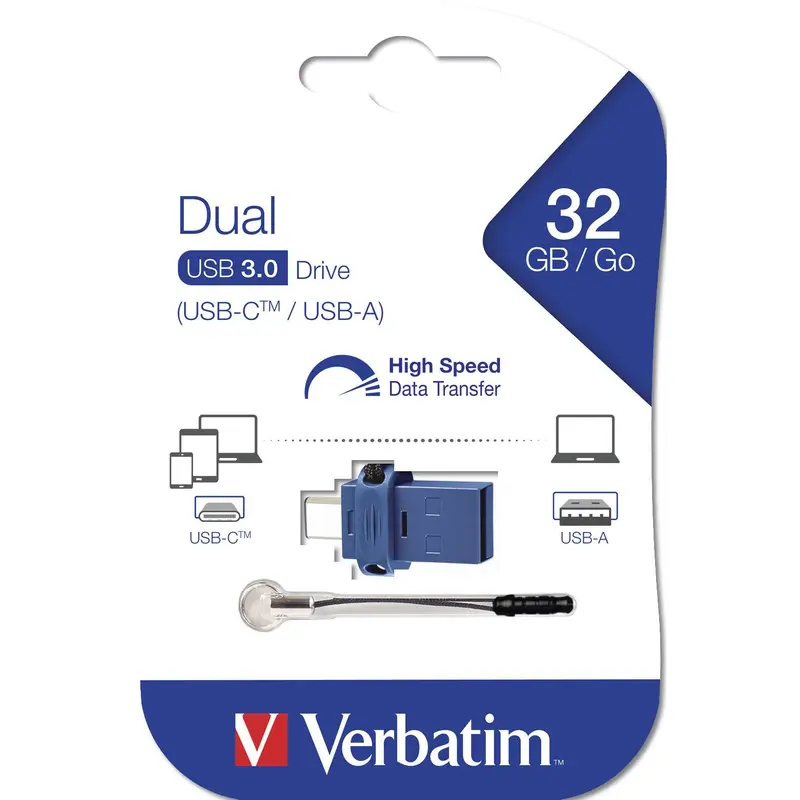Verbatim Dual - USB 3.0 Drive 32 GB - USB-C / USB-A - Blue 6