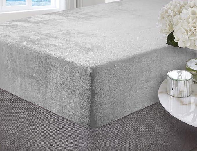 Brit House Coral Fleece Fitted Bed Sheet 30cm Deep, Premium Quality Mattress Cover Protector, Wrinkle Resistant Bedding, Luxury, Breathable Fabric, Easy Care, Machine Washable 5