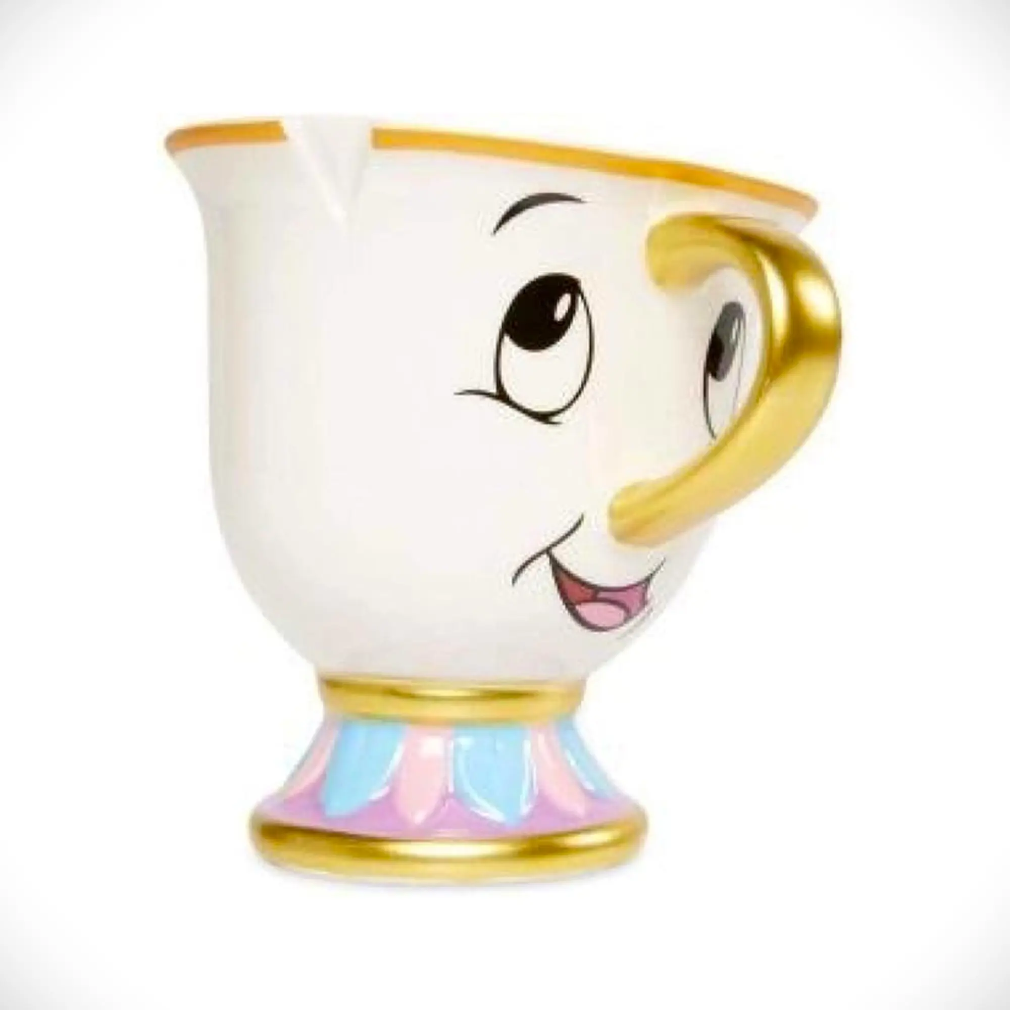 Beauty & The Beast Cartoon Chip Tea Cup 3D Sculpted Ceramic Coffee Mug, 8 Ounces, Officially Licensed Princess Collectible Christmas Gift Classic Drinkware Tumbler Reusable