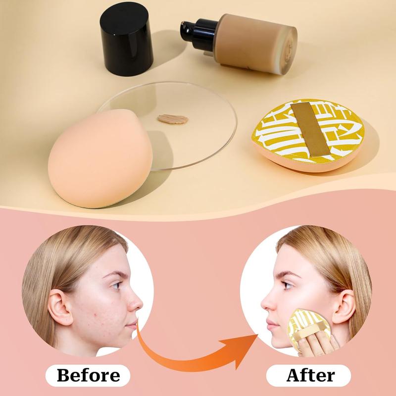 Large Powder Puffs for Face Powder,2 Pcs 3 Inches Teardrop Makeup Sponge Soft Foundation Sponge Makeup Puff Make Up Sponges for Face Foundation, Concealer, Liquid, Cream, and Powder 4