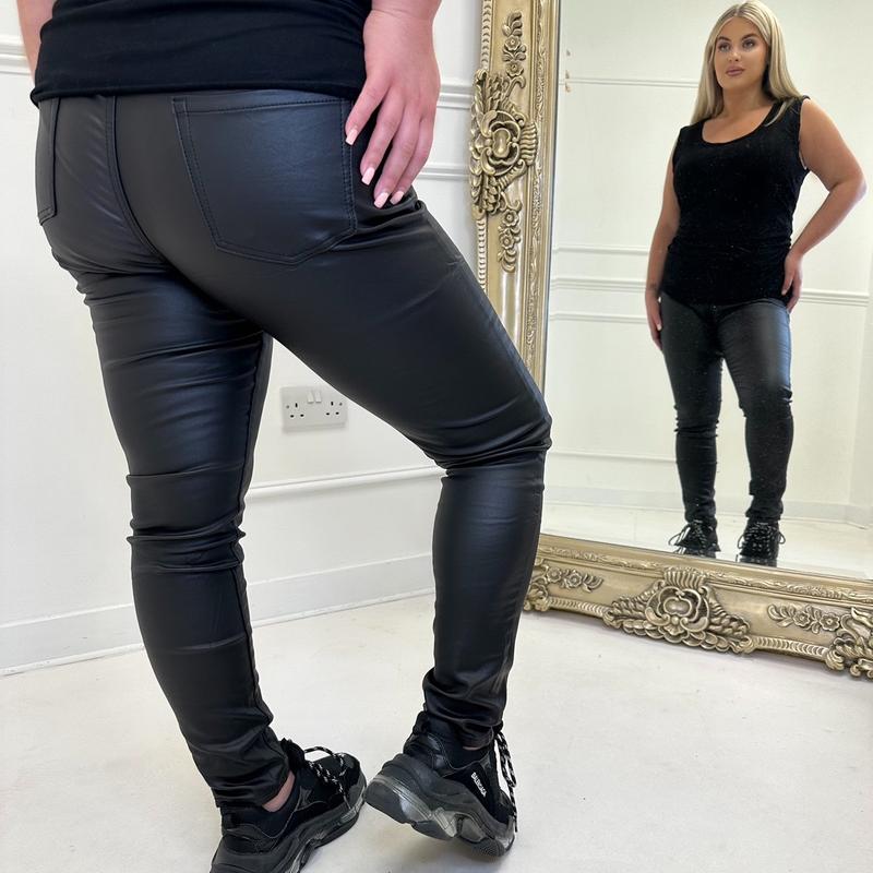 Cindy Leather Look Plus Size Trousers 0