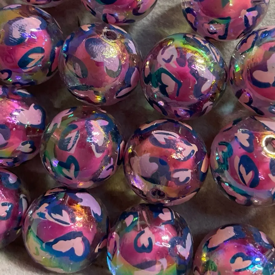 [LUV56b] Double Love hearts Printed Beads (10pcs)