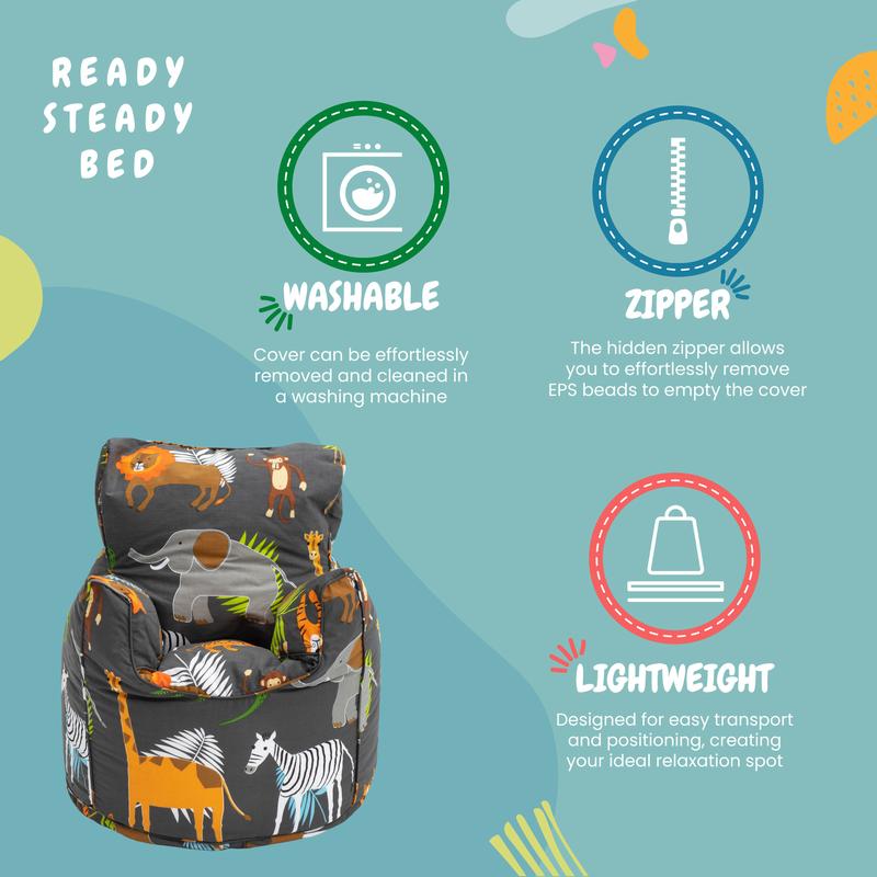 Ready Steady Bed Kids Bean Bag Armchair Toddler Beanbag Chair Playroom Pouffes