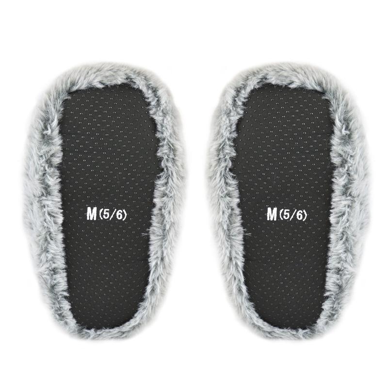 Ladies Novelty Plush Grey Sloth Slippers 5