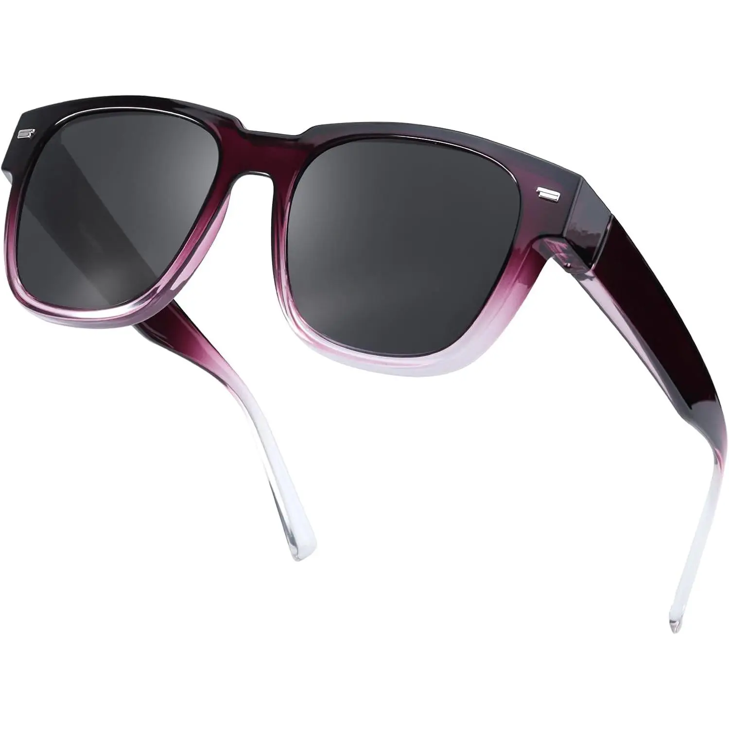 Myiaur Polarised Fit Over Sunglasses for Women, UV 400 Protection for Driving Fishing, Square TR90 Material Sunglasses Wear Over Glasses