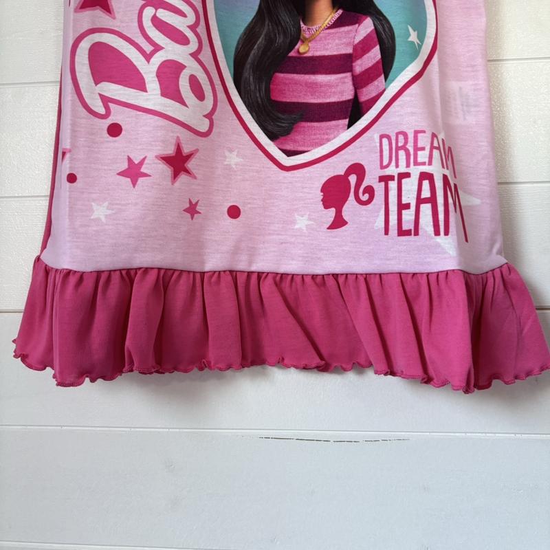 Product Introduction of Barbie Doll Nightdress Nighty Girls Nightie Nightwear Pyjamas Pjs Nightwear Sleepwear Kids Toddler Childrens Character Pink Short Sleeve Night Dress Hearts Frill 3
