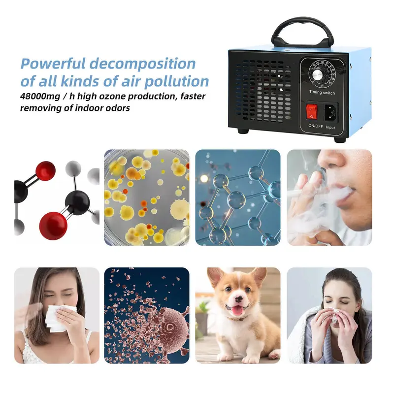 Ozone Generator 48,000 mg/h Negative Ion Generator, Commercial Industrial Odor Removal Eliminator with 120 Min Timer Ozone Machine for 300 ㎡ Room, Air Purifier for Home Pet Car Smoker Kitchen air  purifier filter 7