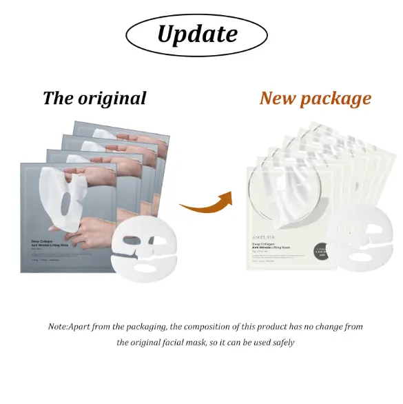 【Angel Silk】6pcs Deep Collagen Overnight Mask Facial Hydroge Masks with low molecular weight collagen for elasticity, firming, and moisturizing 1