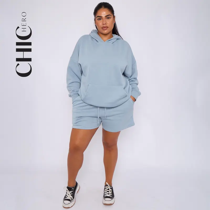 ChicHero Women Oversized Hoodie Sweatshirt Shorts Premium Oversized Fleece High Cotton Casual Comfortable Tracksuit 2