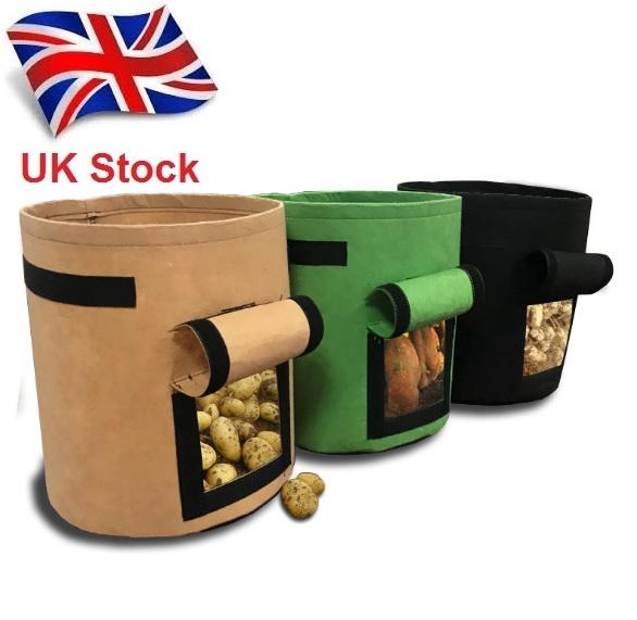 UK Seller 4/7/10 Gallon Potato Grow Planter Bags Vegetable Planting Bag Fabric Pot Onion 3
