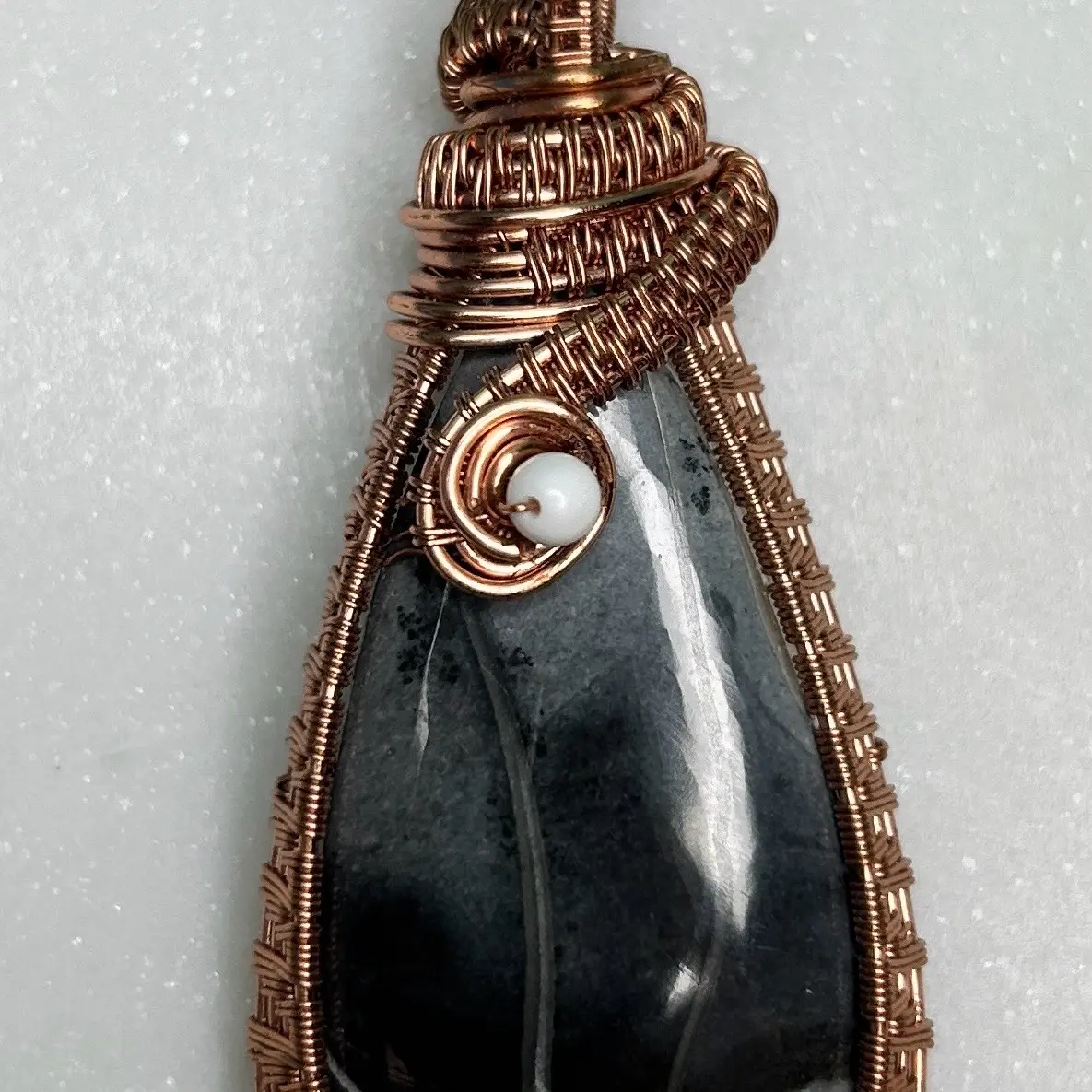 Wire Wrapped Maligano Jasper Pendant with Howlite bead