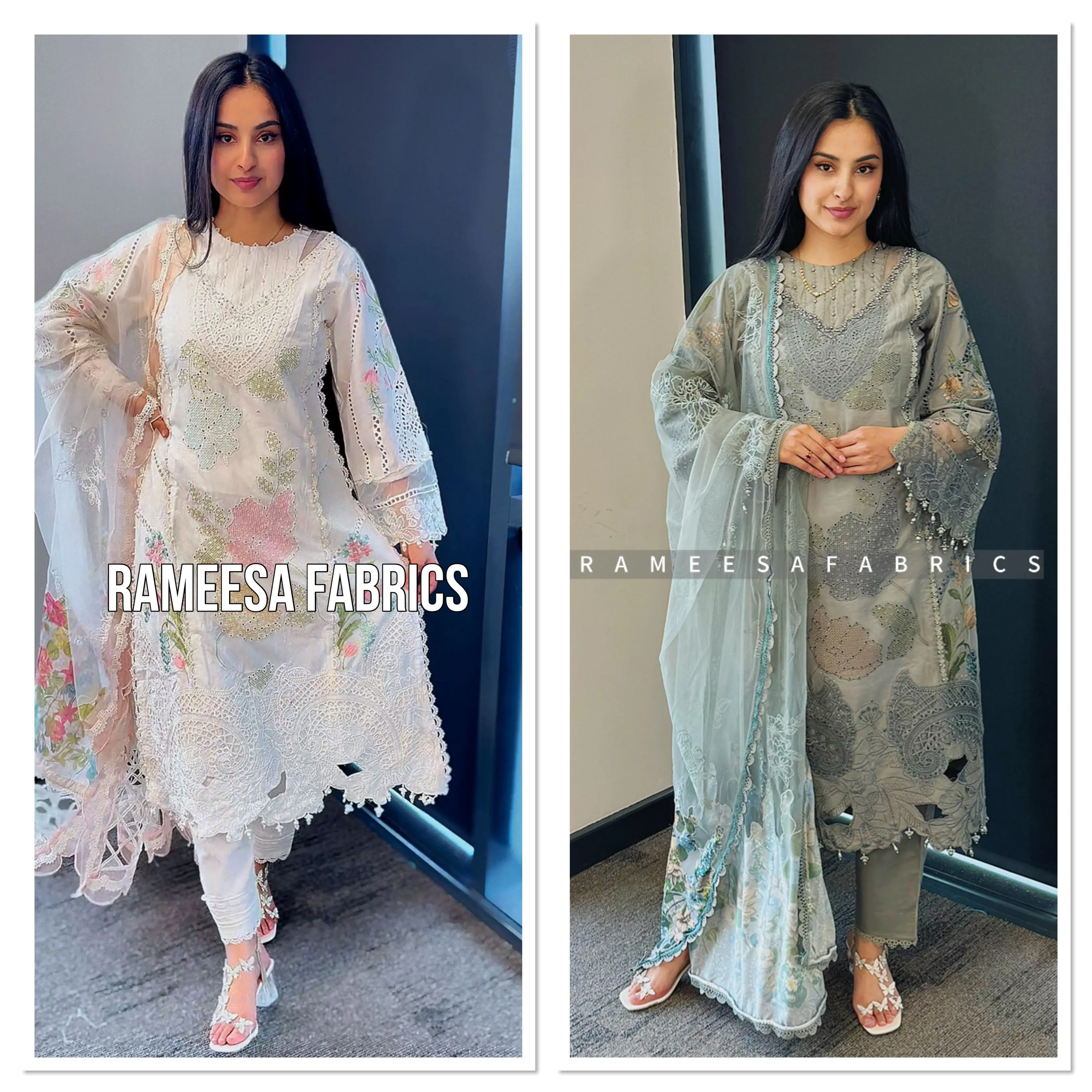 Maria b Inspired Luxury Lawn with Net Dupatta Available in Small-XL