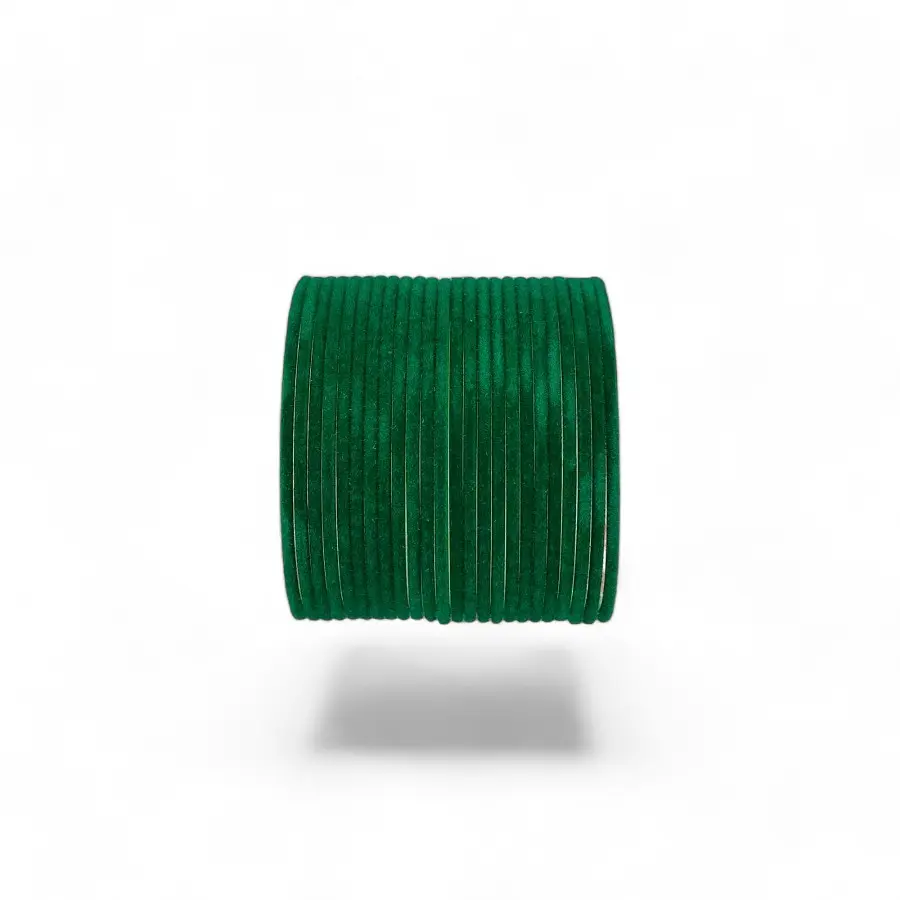 Bottle Green  Velvet churi bangles , pack of 24 individual bangles