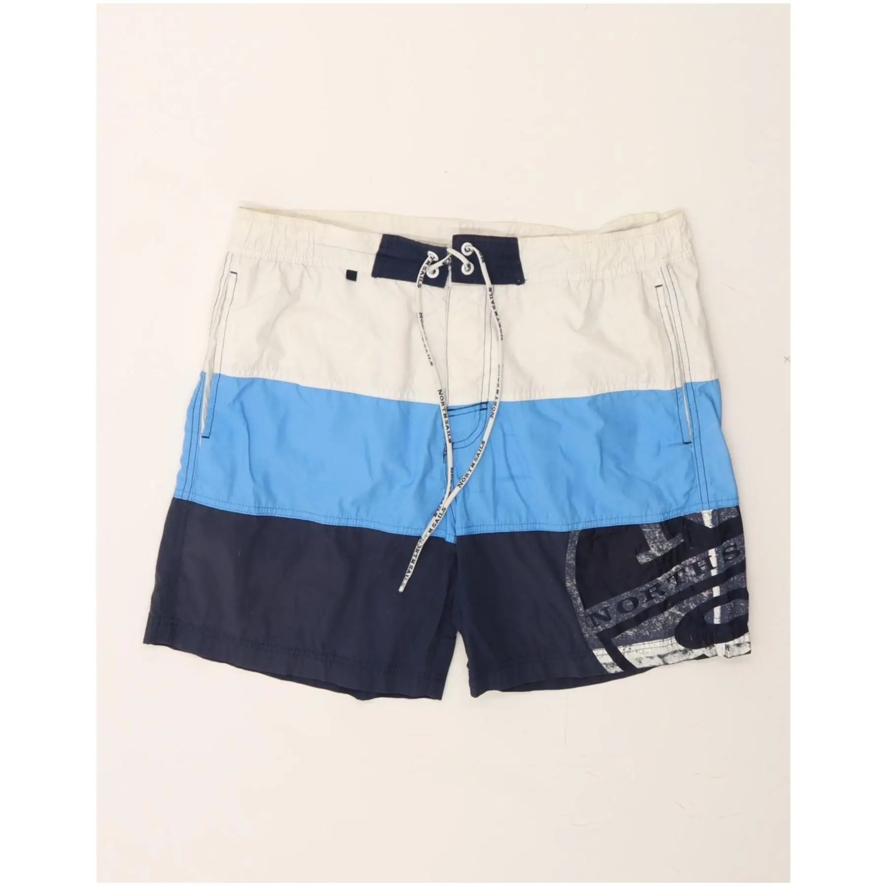 Pre-Owned Vintage NORTH SAILS Mens Swimming Shorts Medium  Blue Colourblock Polyester
