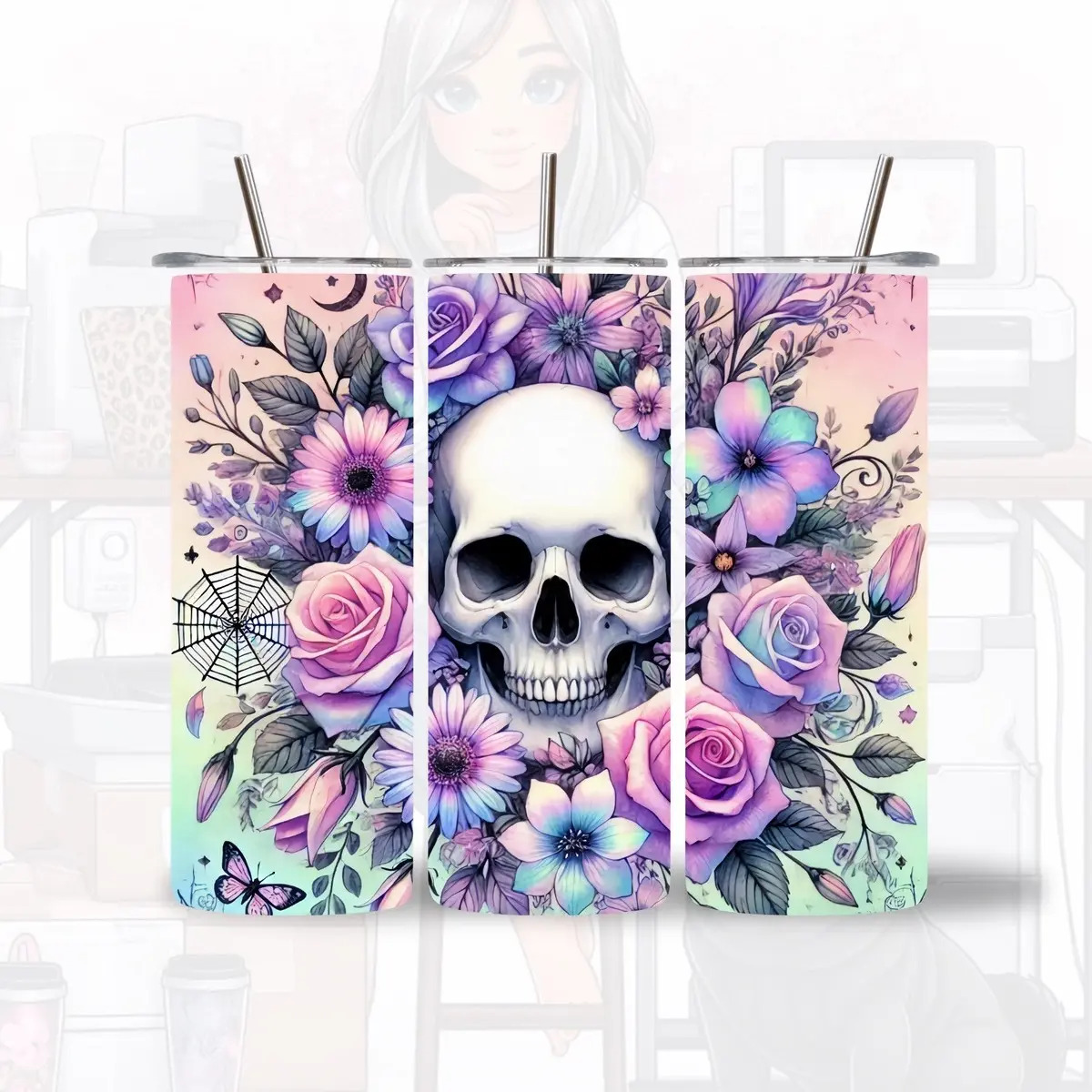 20oz skull design tumbler