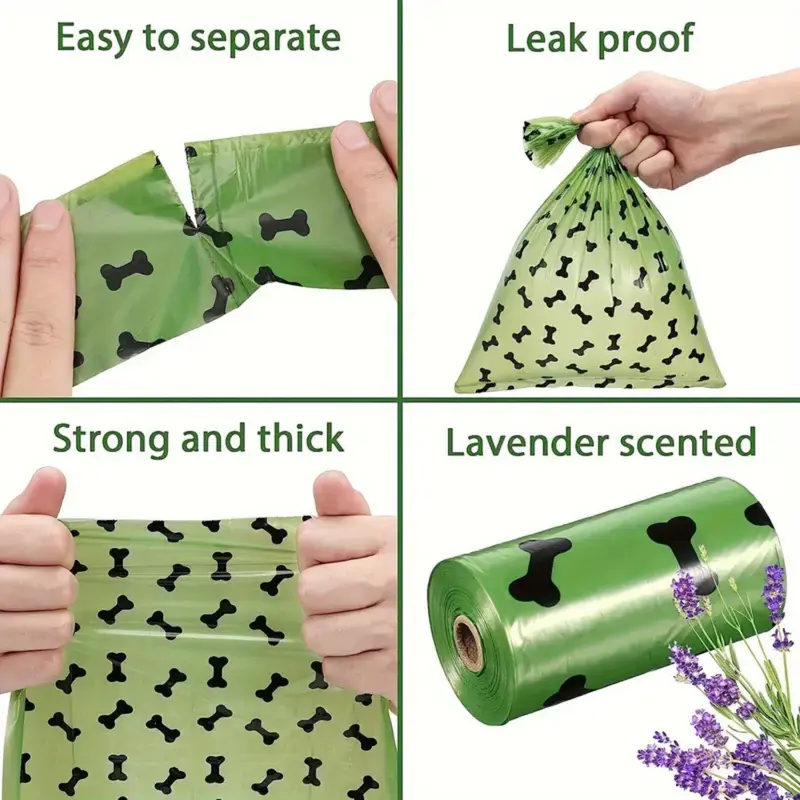 Lavender-Scented Biodegradable Dog Poop Waste Bags - Pack of 4 Rolls 120Pcs/Roll Disposable Leak-Proof Pet Waste Bag For Outdoor Walking - Bin Liner Valentine's Day Gift Ideas 2