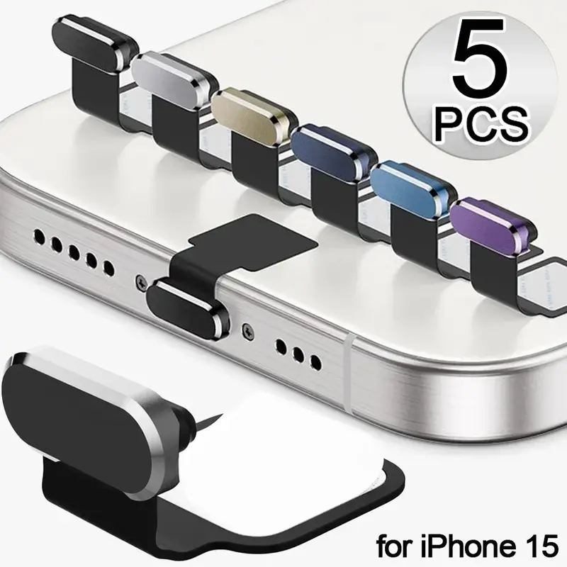 Self-Adhesive Metal Type-C Dust Plugs for All Type-C Devices – Anti-Dust Protector for Apple iPhone 15 Pro Max/15 Plus/15 Pro, Samsung Dustproof Cover –  Dirt in Charging Port – Protection for Smartphones, Tablets & More Durable Cellphone 0
