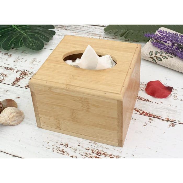 Small Wooden Tissue Box Holder Wooden Tissue Dispenser Box - Square Tissue Holder Cube - Wood Tissue Box Cover - Napkin Holder for Table Home Office Hotel Nature Bamboo Organiser For Living Room Kitchen Dining Bedroom 4