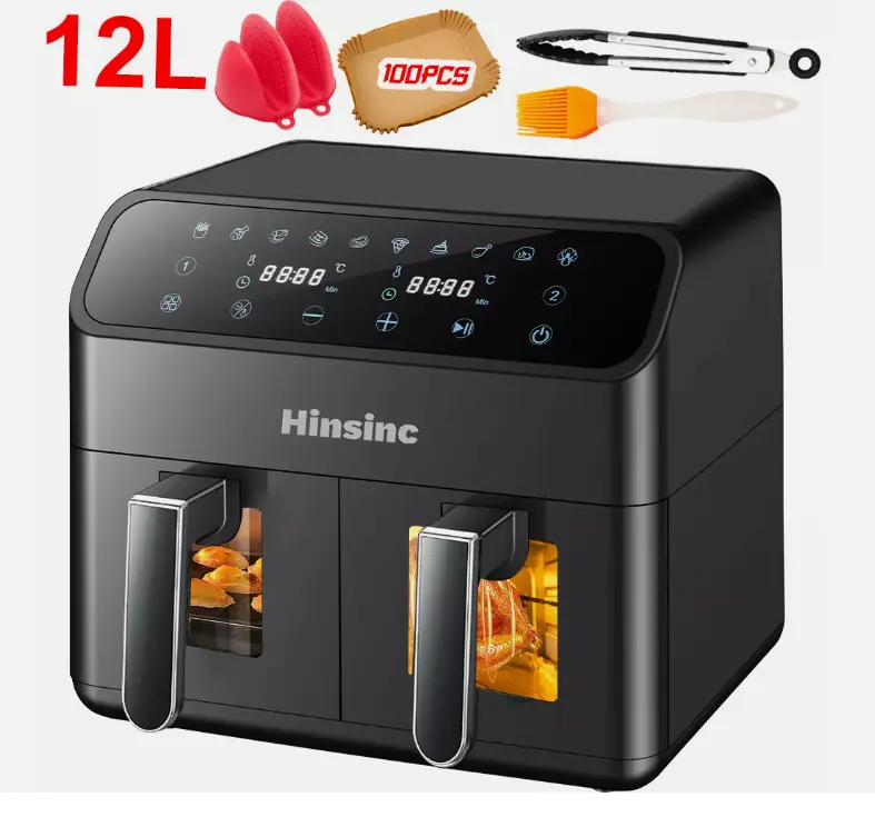 12L Air Fryer with Digital Display - Rapid Healthy Cooker Dual Basket UK