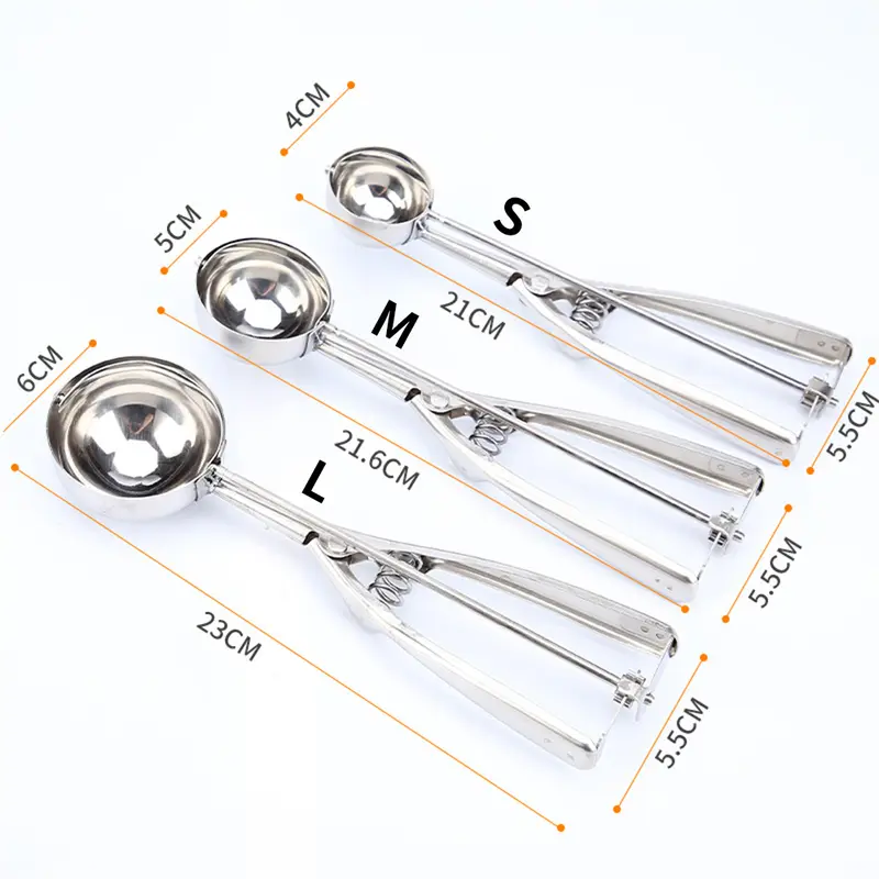 4/6cm Cake Mechanical Cookie Dough Ice Cream Scoop Stainless Steel Spoon UK 5