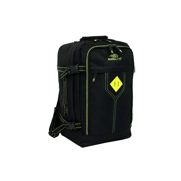 Black/Lime Cabin Friendly Rucksack With Multiple Zip, Lightweight cabin bag, Airline-friendly bag, Travel essentials bag
