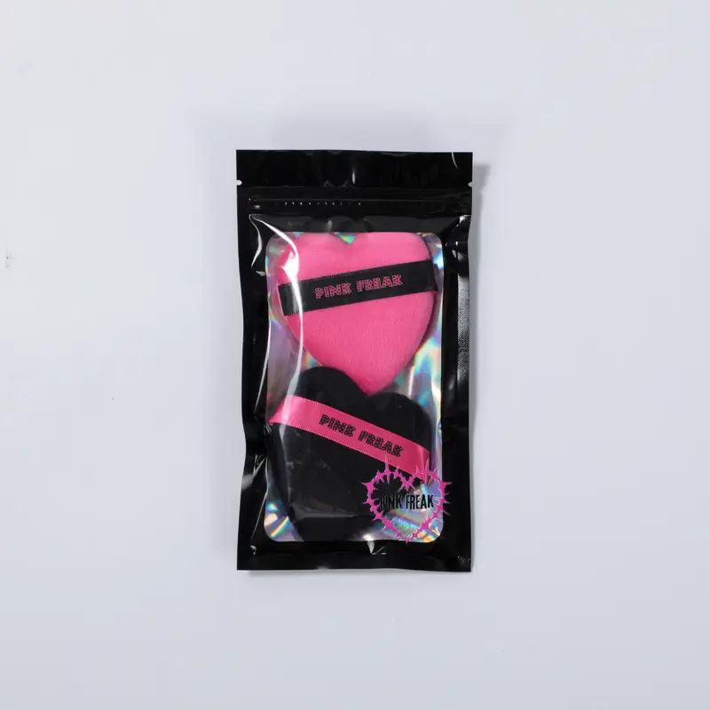 Black and Pink Heart Shaped Puff DUO 1