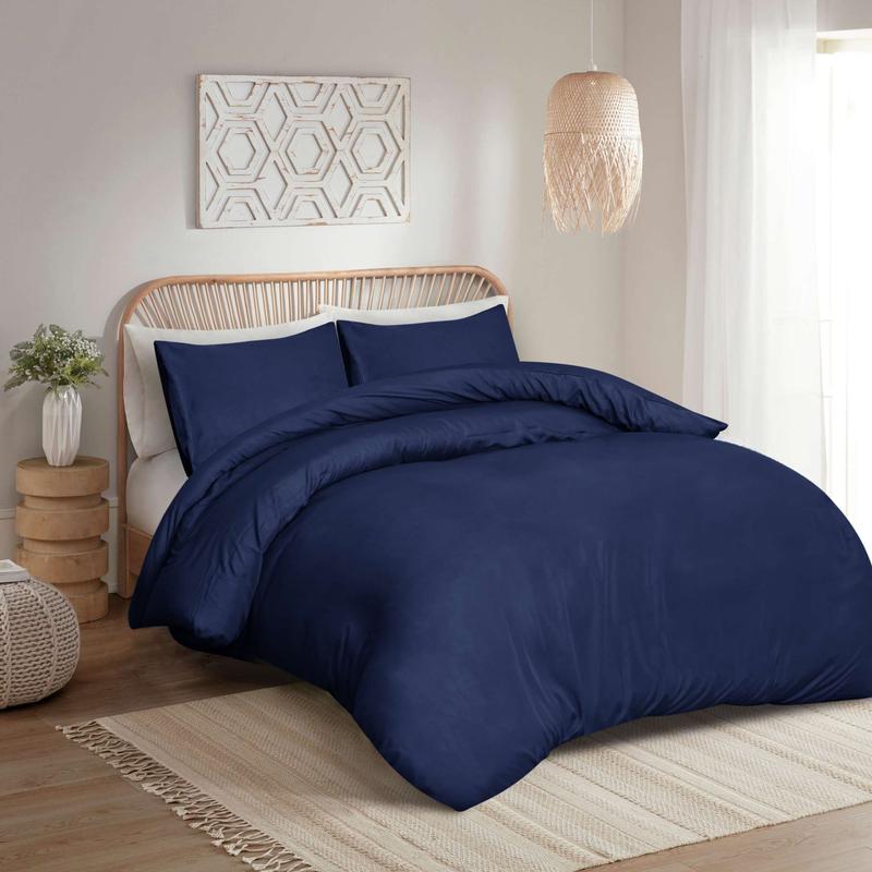 Qatan Plain Duvet Quilt Cover with Pillow Case - Bedding Set Single Double King Size 2