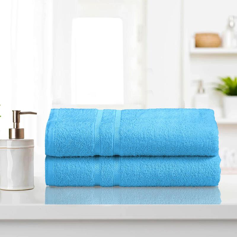 2X Super Jumbo Bath Sheets (Pack of Two)- Big Bath Towels 80X140cm (Approx) 100% COTTON TOWELS SOFT AND ABSORBENT Yarn Extra Large Size Bathroom Towels Quick Dry Ring Spun Yarn Long Lasting Lint Free Soft Bath Sheets Pack of 2 2