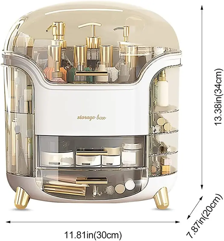 Multi-Function Makeup Storage Organiser, Skincare Organiser Drawers Beauty Holder Cosmetic Jewelry Organisers for Bedroom, Dressing Table Organiser Dustproof Waterproof vanitybox cosmetics organiser  storage makeupbox corrosive resistant with drawers 5
