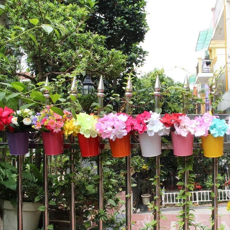 10 x Metal Iron Flower Pot Vase Hanging Balcony Garden Planter Home Decor 1