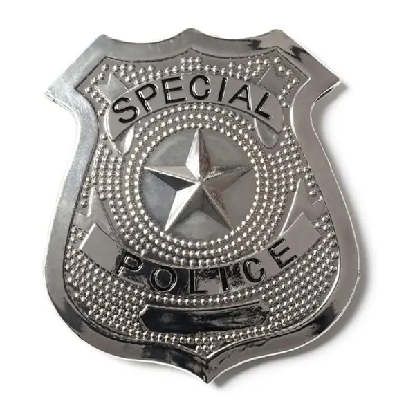 Adult Silver Police Badge with Star Decoration Special Police Metal Badge Halloween Zombie Police Officer NYPD Cops and Robbers Cosplay Unisex Police Accessories Fancy Dress Accessory Costume Menswear 1