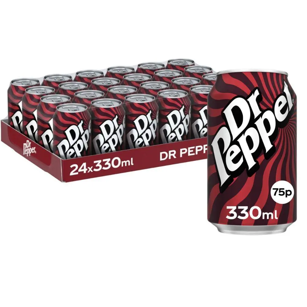 Dr Pepper Can PMP/Multipack- Pack of 24 x 330ml - Carbonated Beverage With Truly Unique Taste Drink