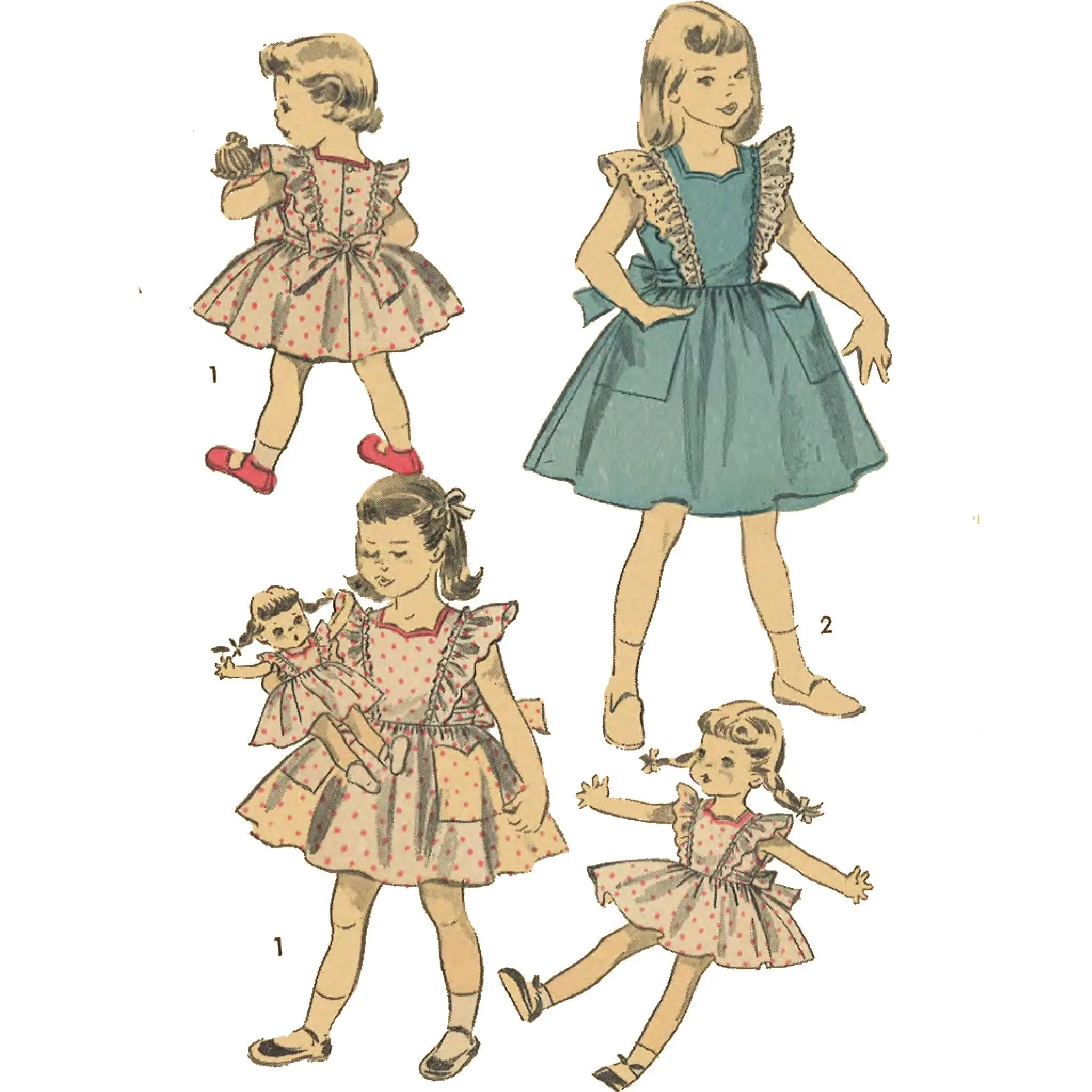 1950s Sewing Pattern: Alice in Wonderland - Girl's Dress & Dolls Dress - Chest 24" (61cm)