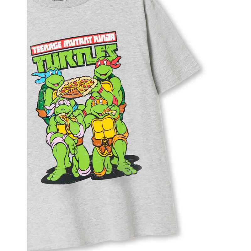 Vanilla Underground x Teenage Mutant Ninja Turtles Mens Black Pizza Short Sleeve Long Leg Pyjama Set 5