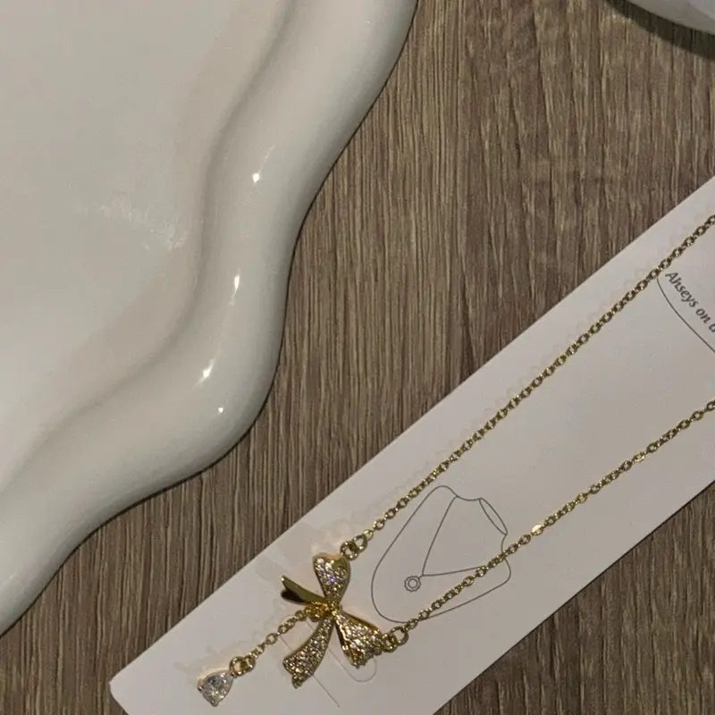 Bow Necklace for Women Jewelry French Fashion New Style Luxury Collar Chain Necklaces
