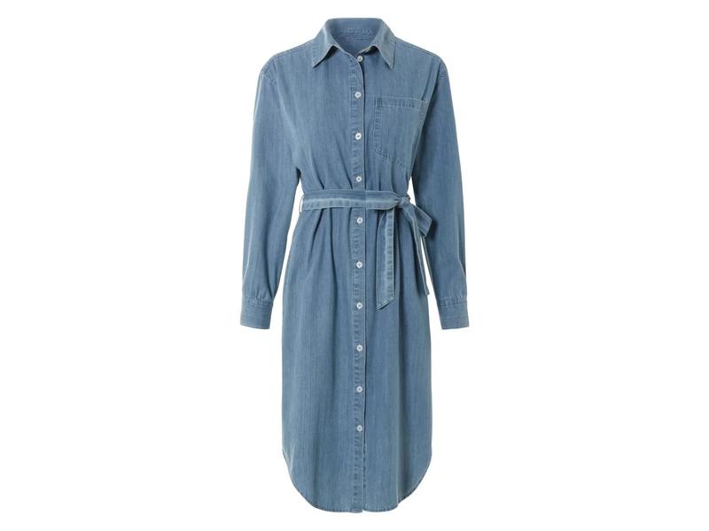 Denim Cotton Shirt Dress Button Pocket & Belt Long Sleeve Jeans Casual Womenswear Chic 7