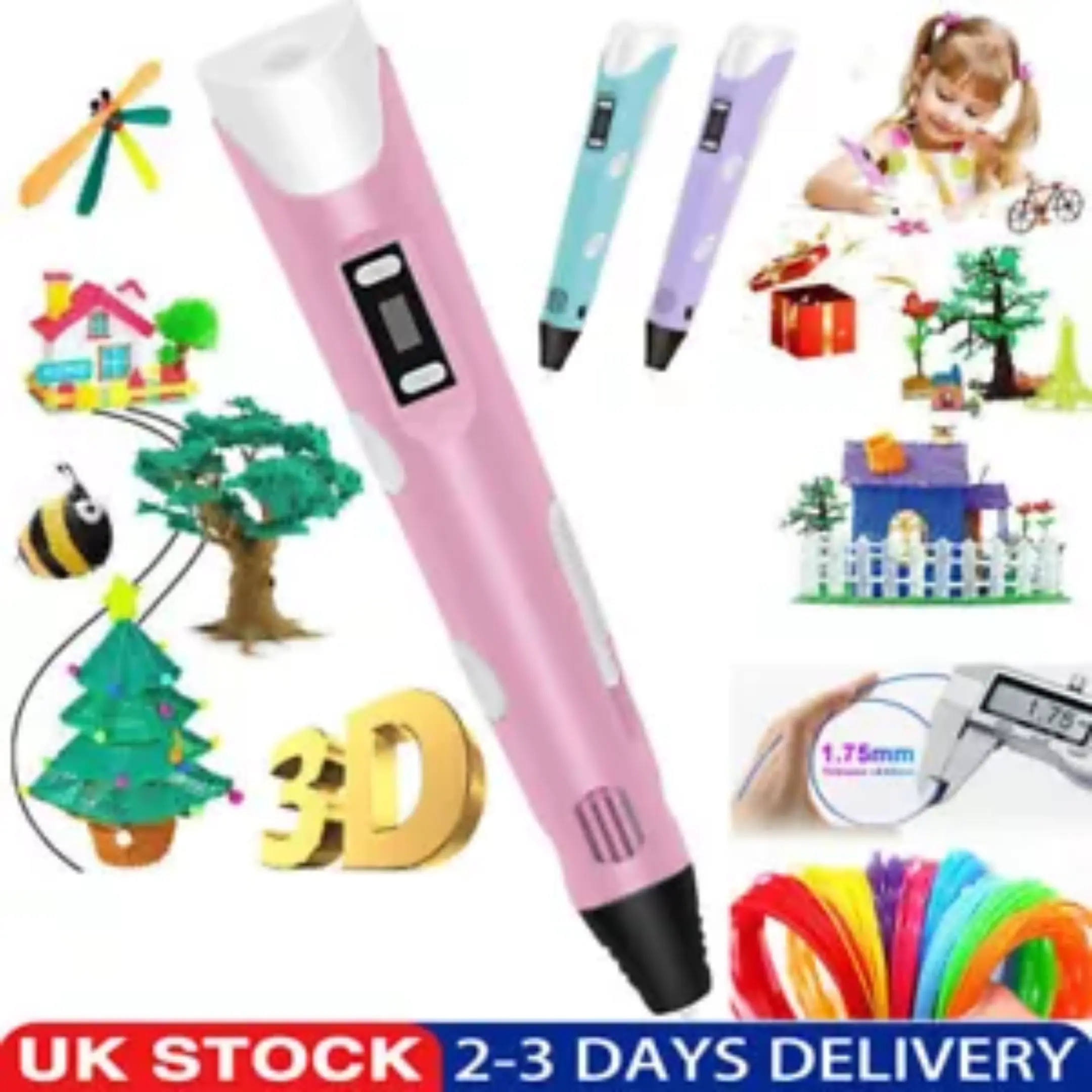 3D Drawing Printing Pen with LCD Screen - PLA ABS Filament Toys for Kids