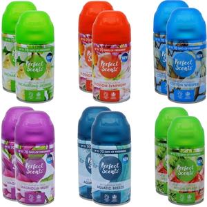 12 x Perfect Scents Air Freshener Spray Refill 250ml Mixed Scented Bundle - Compatible With Febreze/Air Wick Automatic Spray Unit ~ Up To 70 Days Of Long Lasting Freshness Vegan Friendly Household Perfume Fragrance Scented Aroma 12 Pack Super Saver Deal