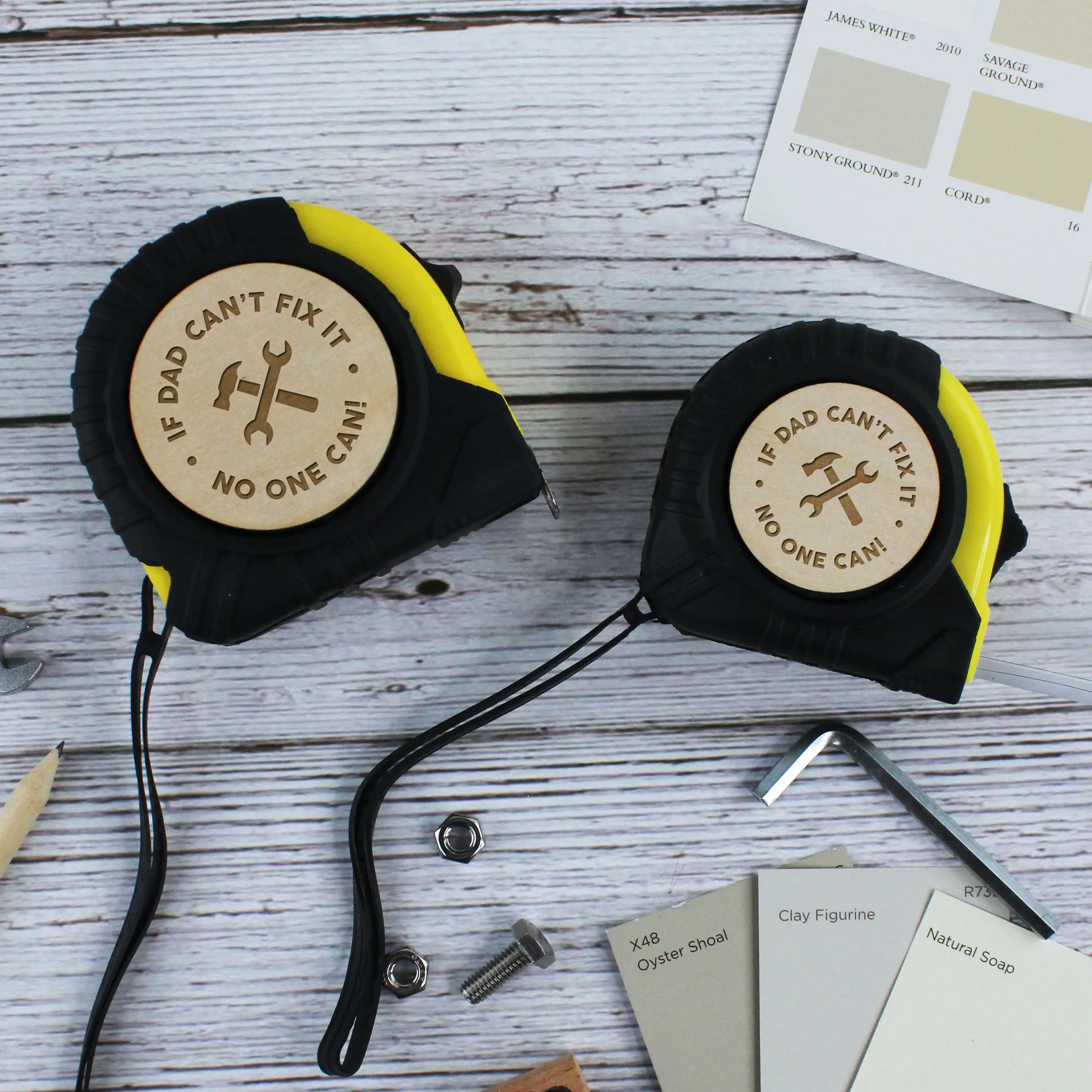 GiftsinaJiffy Engraved 3M 5M or 7.5M Tape Measure, 'If Dad Can't Fix It No One Can', Practical Father’s Day Gift for Dad  DIY Daddy, Tool Present for Him