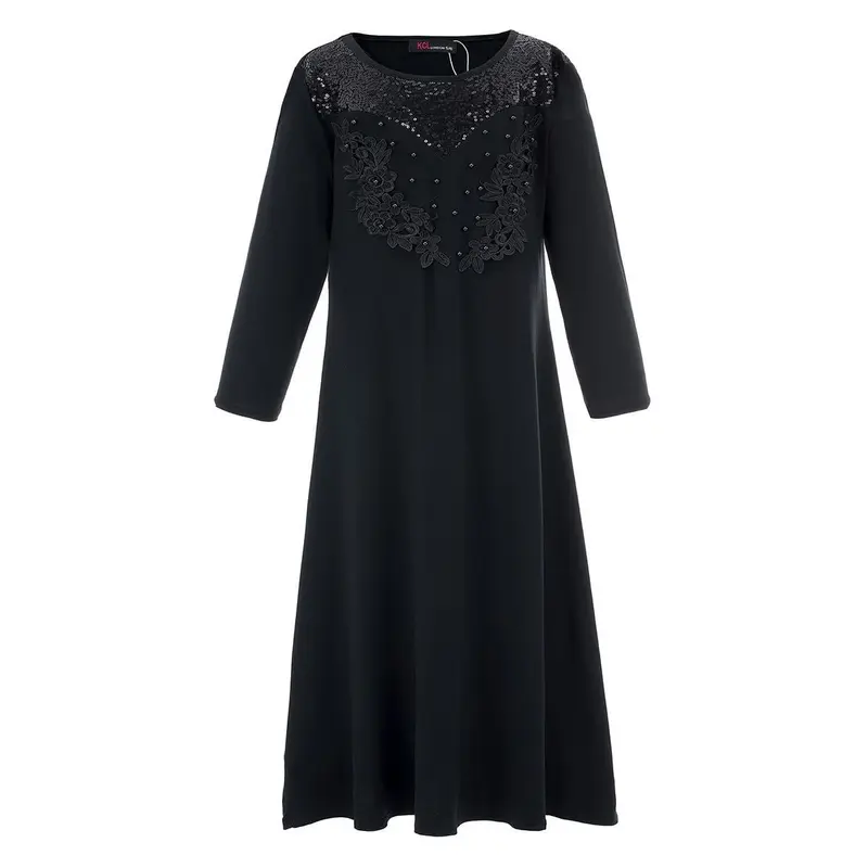 Girls long black floral embellished abaya dress 0