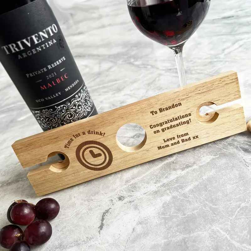 Time Drink Congratulations On Graduating Personalised 2 Wine Glass Bottle Holder - Personalised Gift, Custom Gift 1