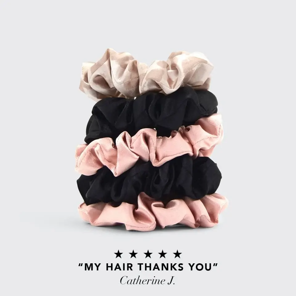 Scrunchies - Softer than Silk Scrunchies for Women | Cute Hair Ties & Hair Scrunchies for Hair | Stylish Scrunchie for Teens | Scrunchies for Girls | Ponytail Holders, 5pc
